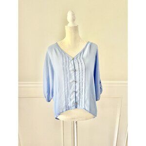 Tini Lili Periwinkle Gauzy Popover Blouse Size S EUC